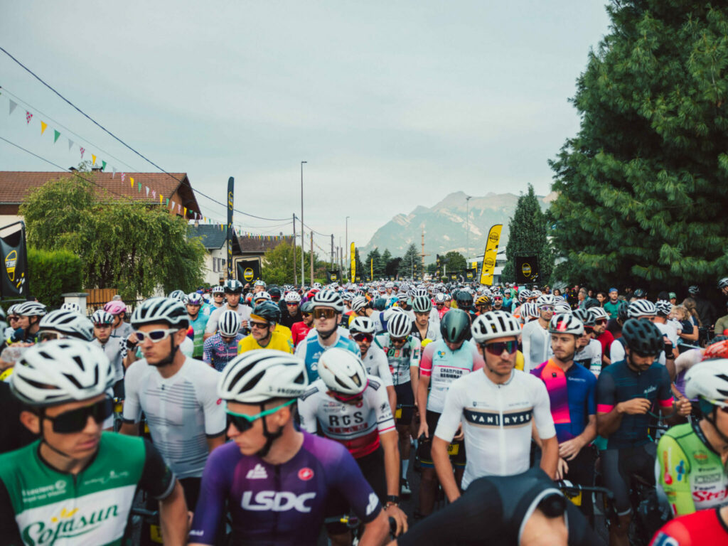 Start of L’Étape du Tour de France in the French Alps
