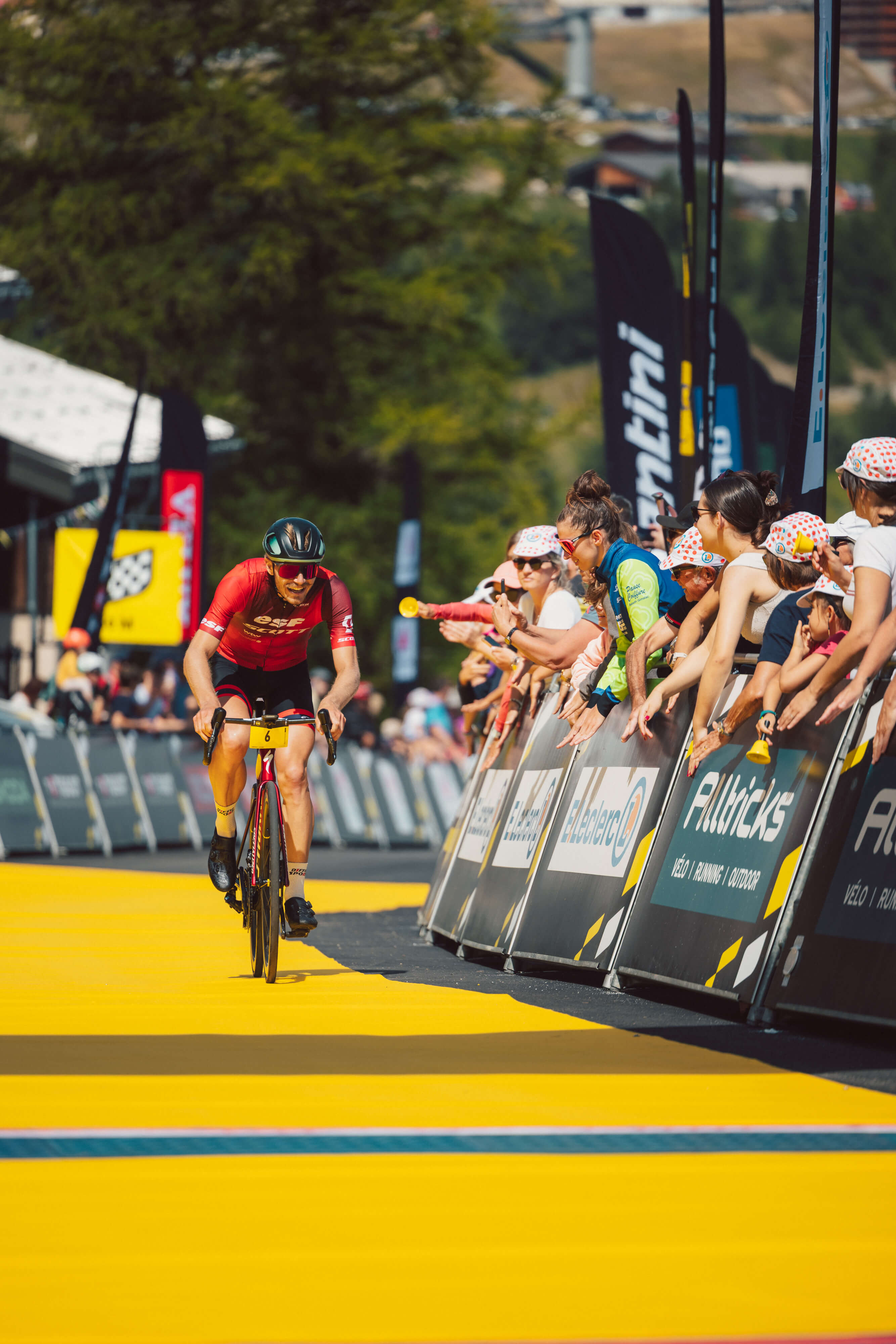 Cyclist finishing l'Etape du Tour de France granfondo