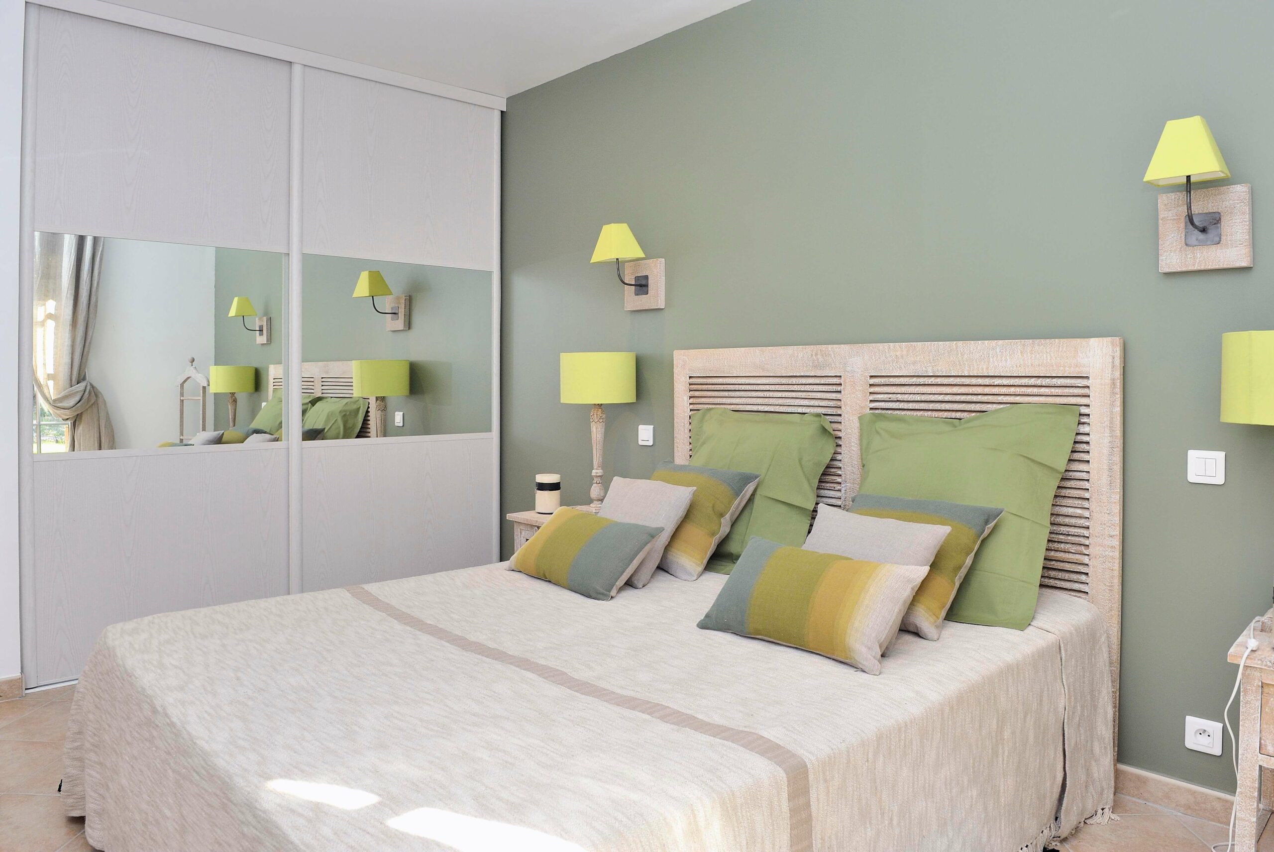 Comfortable villa bedroom in Corsica for cycling holiday